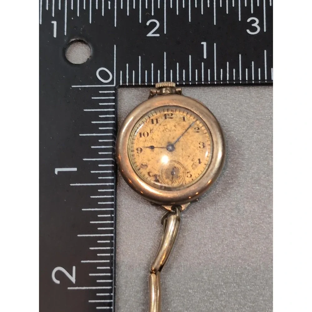 Antique 1915 Elgin Ladies Wristwatch Gold Filled Parts Repair Original Box Note